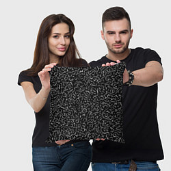 Подушка квадратная Белые завитушки на черном фоне, цвет: 3D-принт — фото 2