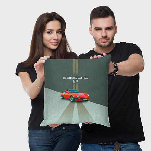 Подушка квадратная Porsche спортивный немецкий автомобиль / 3D-принт – фото 3