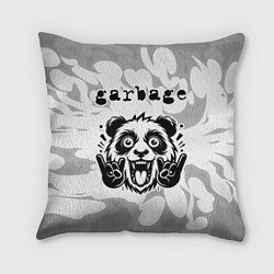 Подушка квадратная Garbage рок панда на светлом фоне