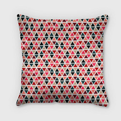 Подушка квадратная Бирюзово-розовый геометричный треугольники, цвет: 3D-принт