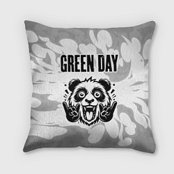 Подушка квадратная Green Day рок панда на светлом фоне