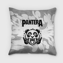 Подушка квадратная Pantera рок панда на светлом фоне, цвет: 3D-принт