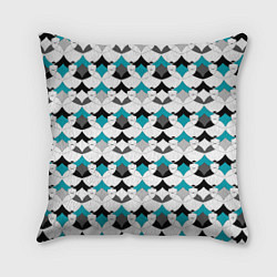 Подушка квадратная Разноцветный черный голубой с белым геометрический, цвет: 3D-принт