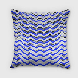 Подушка квадратная Black and blue stripes on a white background, цвет: 3D-принт