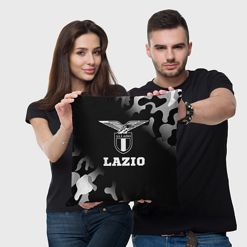 Подушка квадратная Lazio sport на темном фоне / 3D-принт – фото 3
