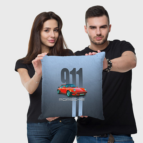 Подушка квадратная Винтажный автомобиль Porsche 911 Carrera / 3D-принт – фото 3