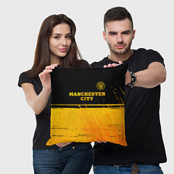 Подушка квадратная Manchester City - gold gradient посередине, цвет: 3D-принт — фото 2