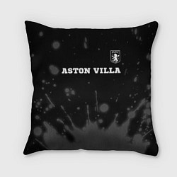 Подушка квадратная Aston Villa sport на темном фоне посередине, цвет: 3D-принт