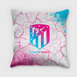 Подушка квадратная Atletico Madrid neon gradient style, цвет: 3D-принт