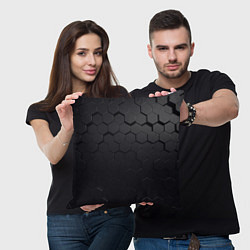 Подушка квадратная Камуфляж черных плит, цвет: 3D-принт — фото 2