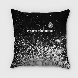 Подушка квадратная Club Brugge sport на темном фоне посередине, цвет: 3D-принт