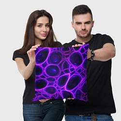 Подушка квадратная Фиолетовы неоновые соты, цвет: 3D-принт — фото 2