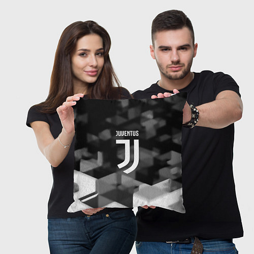 Подушка квадратная Juventus geometry fc / 3D-принт – фото 3