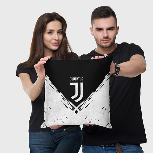 Подушка квадратная Juventus sport geometry fc club / 3D-принт – фото 3