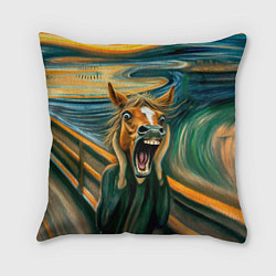 Подушка квадратная Лошадь кричит на картине Эдварда Мунка, цвет: 3D-принт