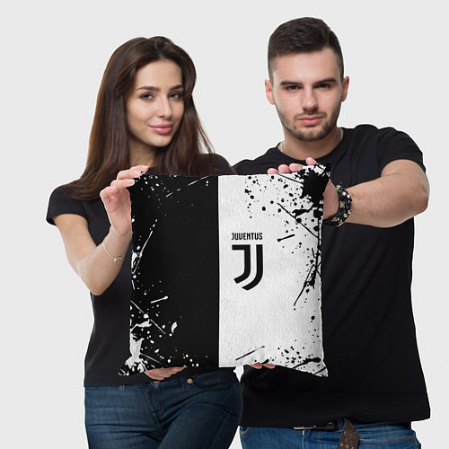 Подушка квадратная Juventus краски текстура спорт / 3D-принт – фото 3