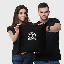 Подушка квадратная Toyota white logo, цвет: 3D-принт — фото 2