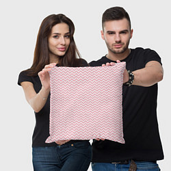 Подушка квадратная Белый в розовые ломаные полосы, цвет: 3D-принт — фото 2