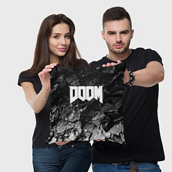 Подушка квадратная Doom black graphite, цвет: 3D-принт — фото 2