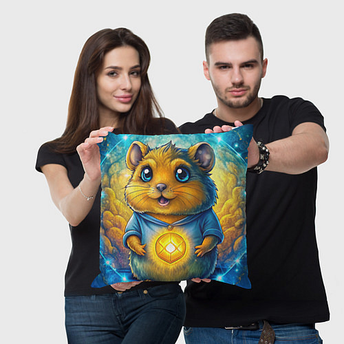 Подушка квадратная Хомяк в криптовалюте / 3D-принт – фото 3