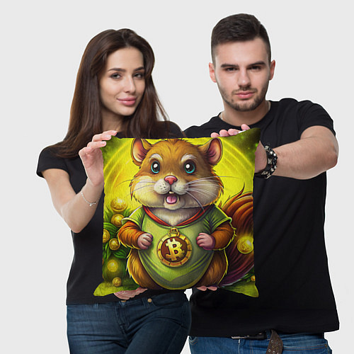 Подушка квадратная Крипто-хомяк / 3D-принт – фото 3