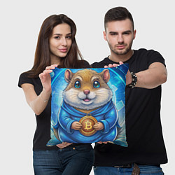 Подушка квадратная Хомячок с криптой, цвет: 3D-принт — фото 2