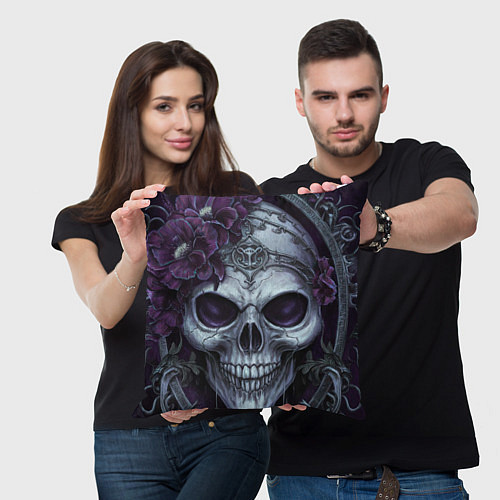 Подушка квадратная Готический Череп гигантский / 3D-принт – фото 3