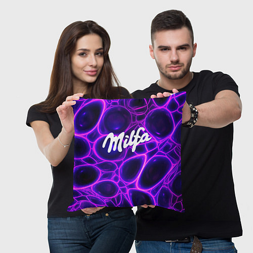 Подушка квадратная Milfa прикольная надпись / 3D-принт – фото 3