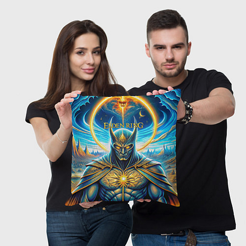 Подушка квадратная Elden Ring темный рыцарь / 3D-принт – фото 3