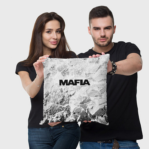 Подушка квадратная Mafia white graphite / 3D-принт – фото 3