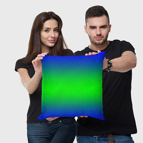 Подушка квадратная Зелёный градиент текстура / 3D-принт – фото 3