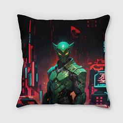 Подушка квадратная Зелёный боевой киборг, цвет: 3D-принт