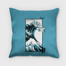 Подушка квадратная Большая волна в Канагаве - серфинг, цвет: 3D-принт