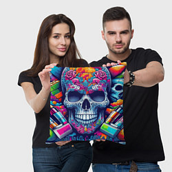 Подушка квадратная Ai art skull - graffiti, цвет: 3D-принт — фото 2