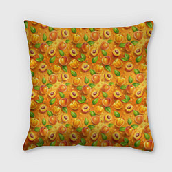 Подушка квадратная Сочные сладкие абрикосы паттерн, цвет: 3D-принт
