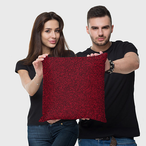 Подушка квадратная Текстурированный красно-чёрный / 3D-принт – фото 3