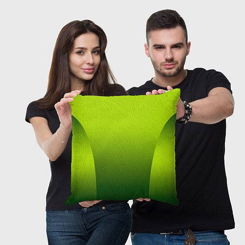 Подушка квадратная Яркий зеленый градиентный комбинированный узор / 3D-принт – фото 3