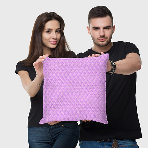 Подушка квадратная Розовый паттерн розовые бантики / 3D-принт – фото 3