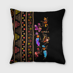 Подушка квадратная Африканские танцы - этнический орнамент, цвет: 3D-принт