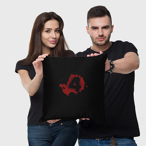 Подушка квадратная Left 4 Dead logo красный / 3D-принт – фото 3