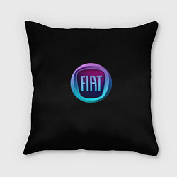 Подушка квадратная FIAT logo neon, цвет: 3D-принт