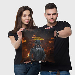 Подушка квадратная PUBG персонаж - город в огне, цвет: 3D-принт — фото 2