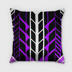 Подушка квадратная Бело-фиолетовые линии на чёрном фоне, цвет: 3D-принт