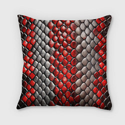 Подушка квадратная Змеиная объемная текстурная красная шкура, цвет: 3D-принт