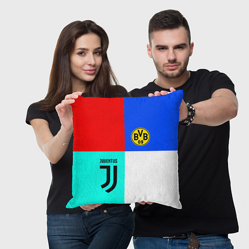 Подушка квадратная Juventus x Borussia / 3D-принт – фото 3