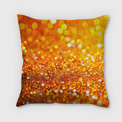 Подушка квадратная Оранжевые и желтые блестяшки боке, цвет: 3D-принт