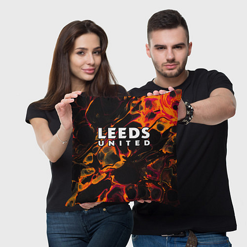 Подушка квадратная Leeds United red lava / 3D-принт – фото 3
