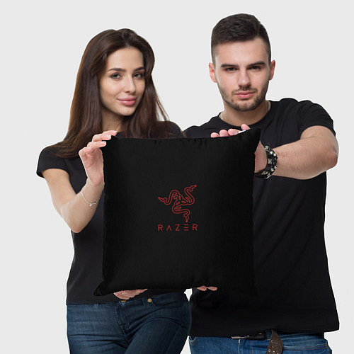 Подушка квадратная Razer red logo / 3D-принт – фото 3
