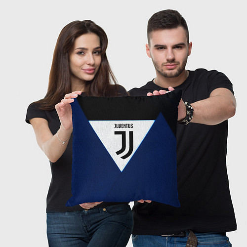 Подушка квадратная Juventus sport geometry color / 3D-принт – фото 3