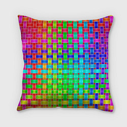 Подушка квадратная Переплетенные радужные ленты, цвет: 3D-принт